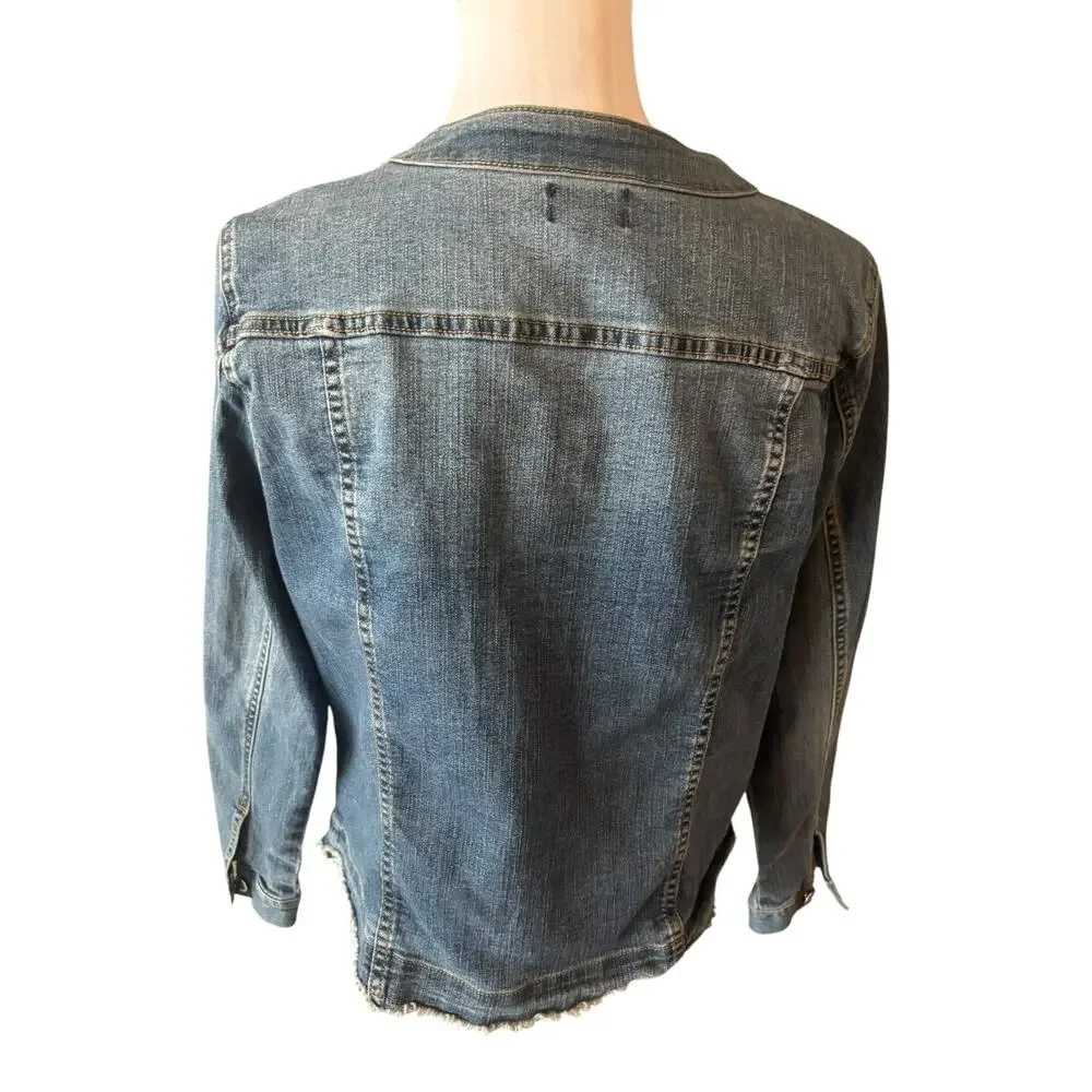 Creation L Denim Jacket with Rhinestones Size 12
